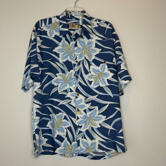 TORI RICHARD‎ VTG Vintage Hawaiian Shirt Sz LG Y2K 2000's Floral 100% Rayon - Picture 1 of 9